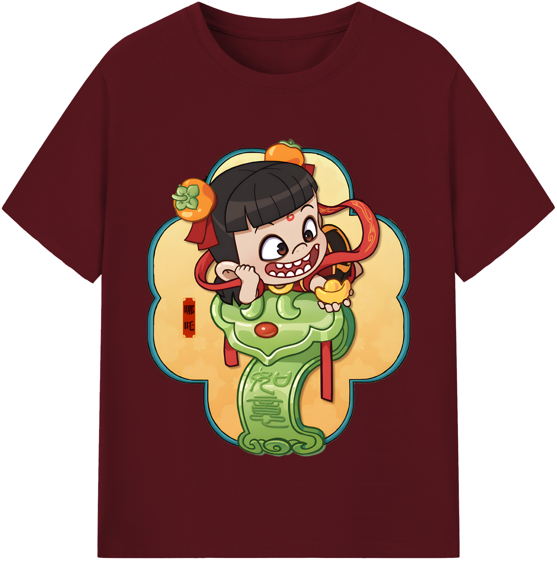 （画像用） Ne Zha 2 ナタ 魔童の大暴れ 綿100％半袖Tシャツ（フロントプリント）